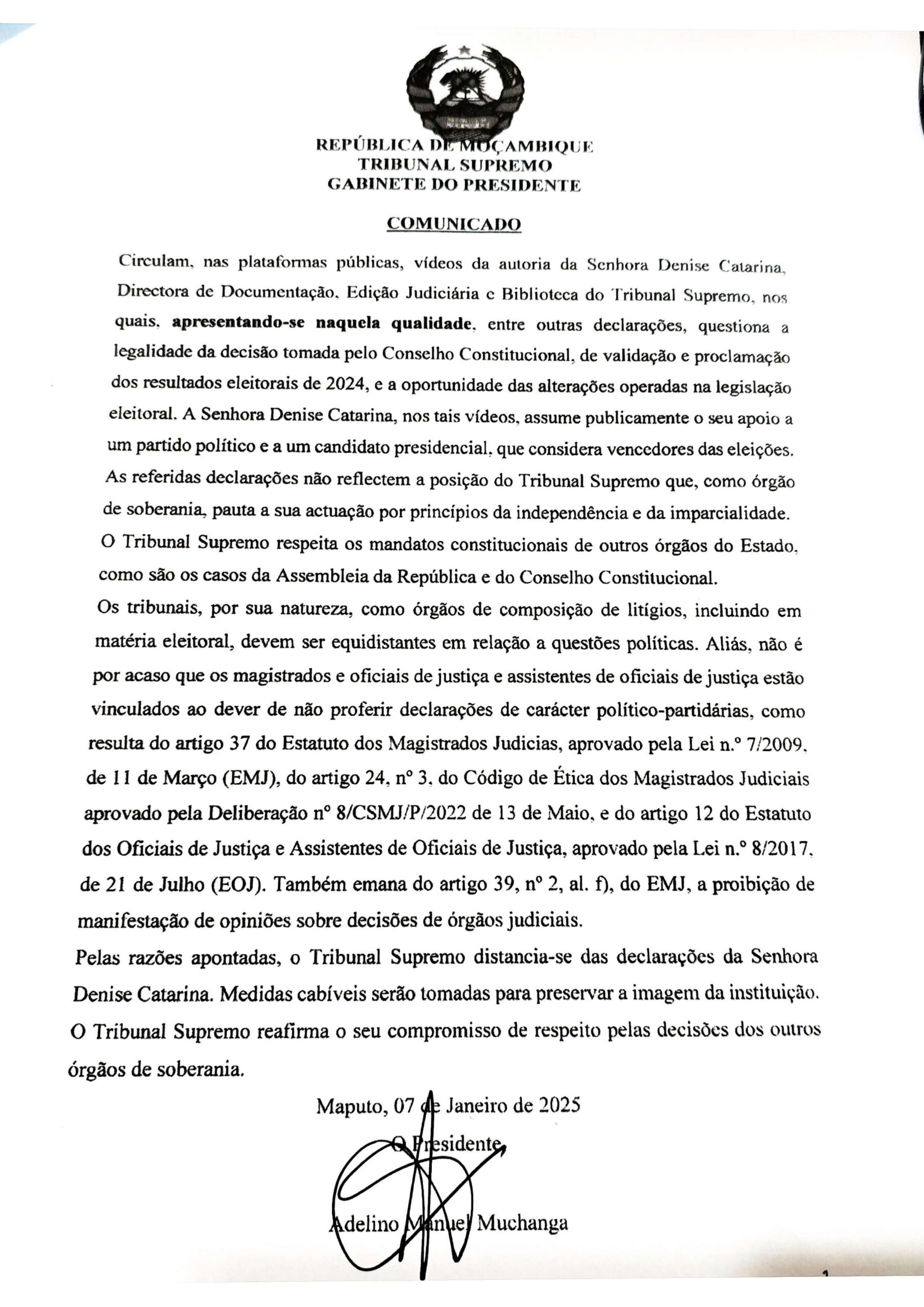 Comunicado Sobre O Vídeos Da Autoria Da Senhora Denise Catarina 